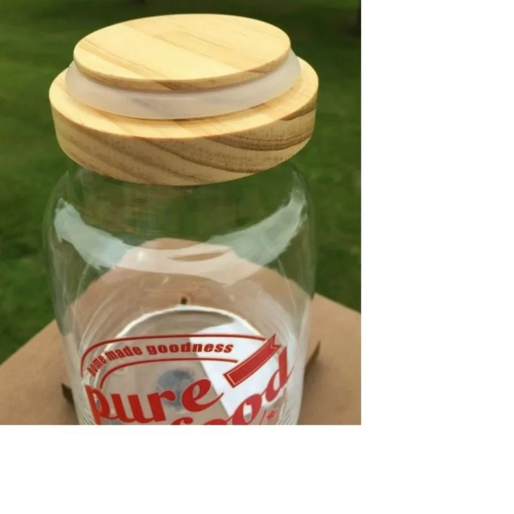 Food Network 30-oz. Clear Glass Storage Jar Pantry Container Enjoy Munching NEW
